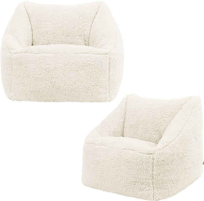 icon - Natalia Kinderzitzak Stoel - Set van 2 - Fluffy Pluche Teddy - Wit