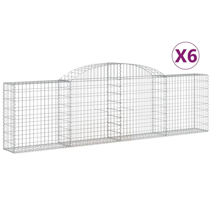 vidaXL - Schanskorven - 6 - st - gewelfd - 300x30x80/100 - cm - gegalvaniseerd - ijzer