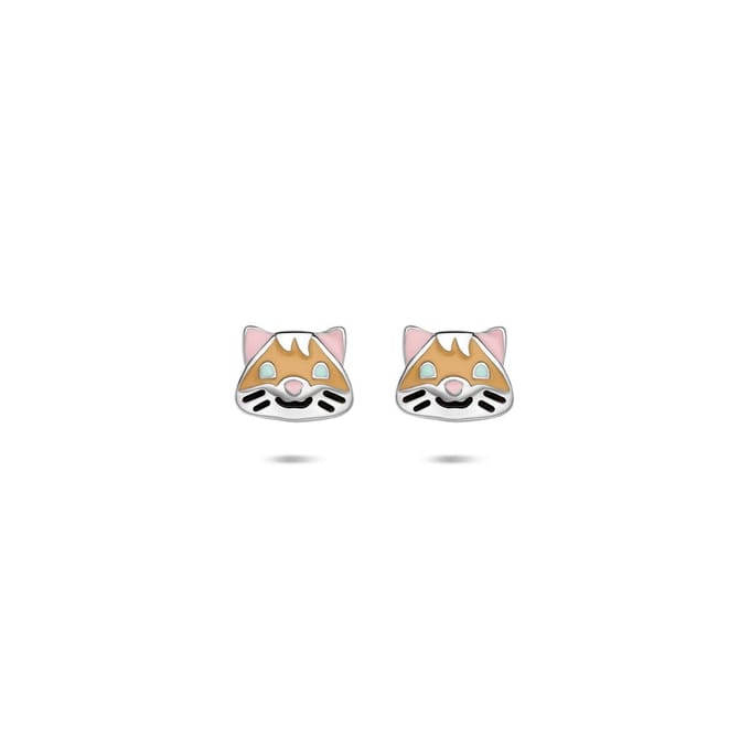 Zilveren gerhodineerde oorknoppen emaille hamster 8 mm - 1341282