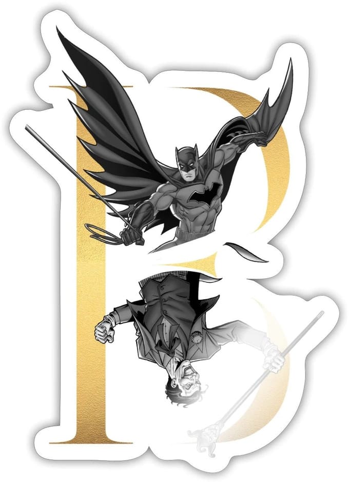 Batman 80 Jaar Joker Sticker maat S (10 x 10 cm)
