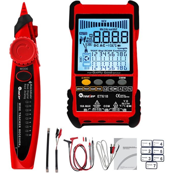 Draagbare 2in1 netwerkkabeltester multimeter LCD-scherm met achtergrondverlichting analoog digitaal veelkleurig