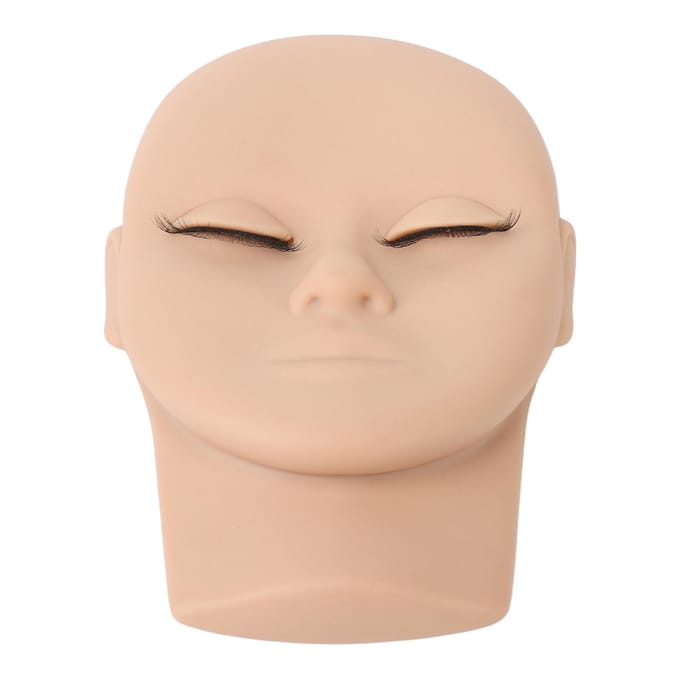 Wimper Mannequin Hoofd Make-up Wimperextension Oefenpop Hoofd met 3 Paar Verwijderbare Oogleden lichtbruine kleur