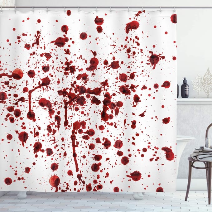 ABAKUHAUS douchegordijn Sc_24111 175x180 cm – wit-rood, modern