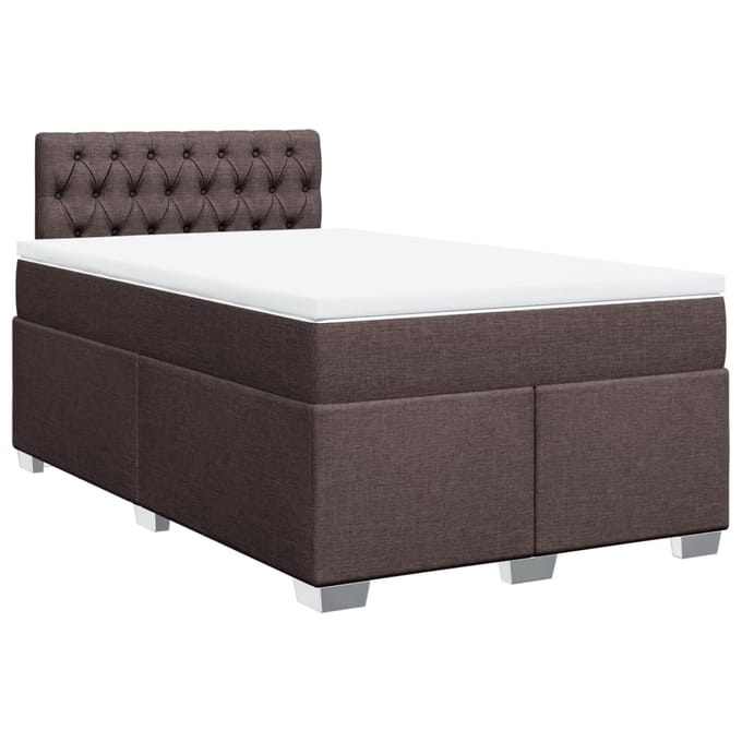 vidaXL - Boxspring - met - matras - stof - donkerbruin - 120x190 - cm