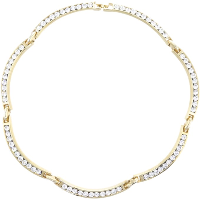 Behave - Goudkleurige Schakelketting met Stenen - 43 cm