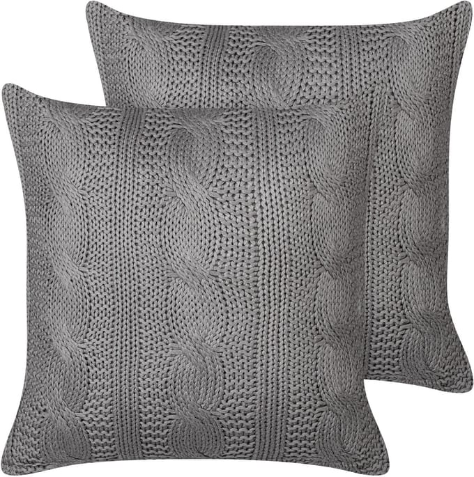 CONSTYLIS - Sierkussen set van 2 - Donkergrijs - 45 x 45 cm - Katoen