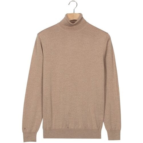 Thomas Maine Trui Merino Wool Rollneck Pullover Single Knit Licht Beige / male
