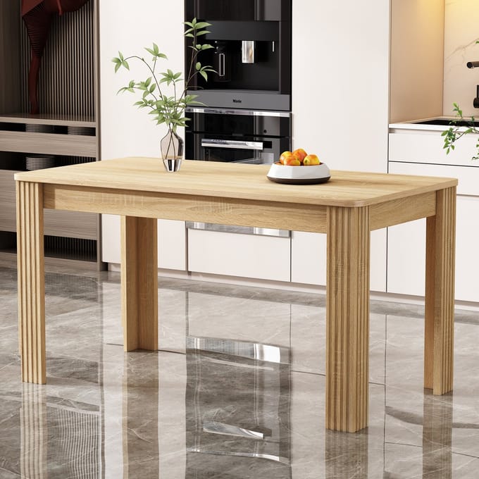 MODFU Eettafel - Houtnerfstructuur - Vier Poten - Modern - Eetkamer - Spaanplaat - Eikenkleur
