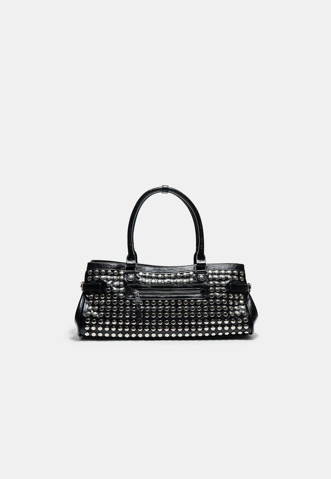 Stradivarius Schoudertas met studs  Zwart OS