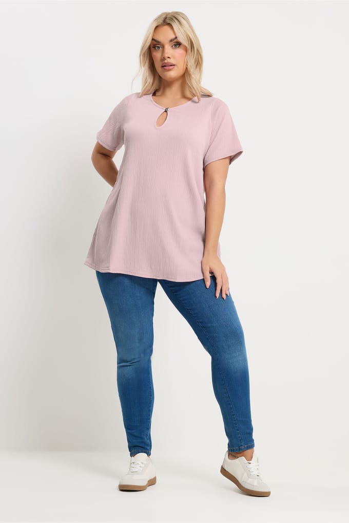 Yours Lichtroze Getextureerde Top Met Keyholedetail Size 42