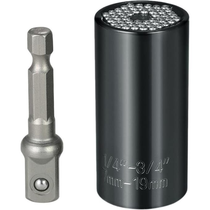 Jeu de douilles et adaptateurs pour perceuse électrique, clé métrique universelle multifonctionnelle de 7 à 19 mm noir
