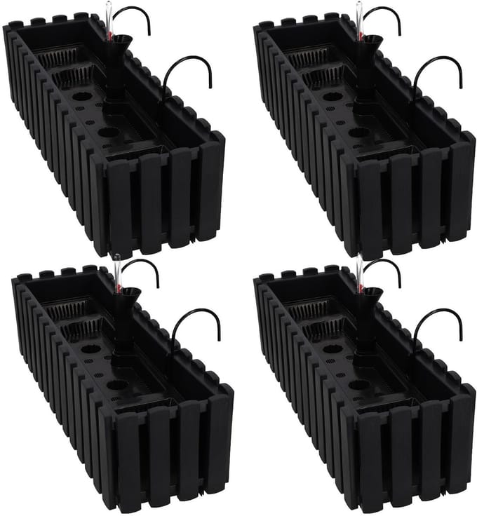 Lamela - Balkonbloempot Antraciet - 60cm - Duurzaam PVC - Set van 4