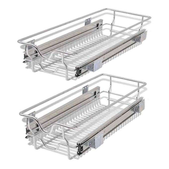 vidaXL - Draadmanden - uittrekbaar - 2 - st - 300 - mm - zilverkleurig