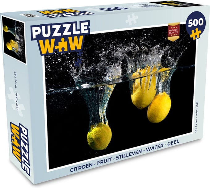 Puzzel Citroen - Fruit - Stilleven - Water - Geel - Legpuzzel - Puzzel 500 stukjes