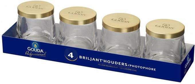 Gouda refill / theelichthouder transparant 9 cm set van 4