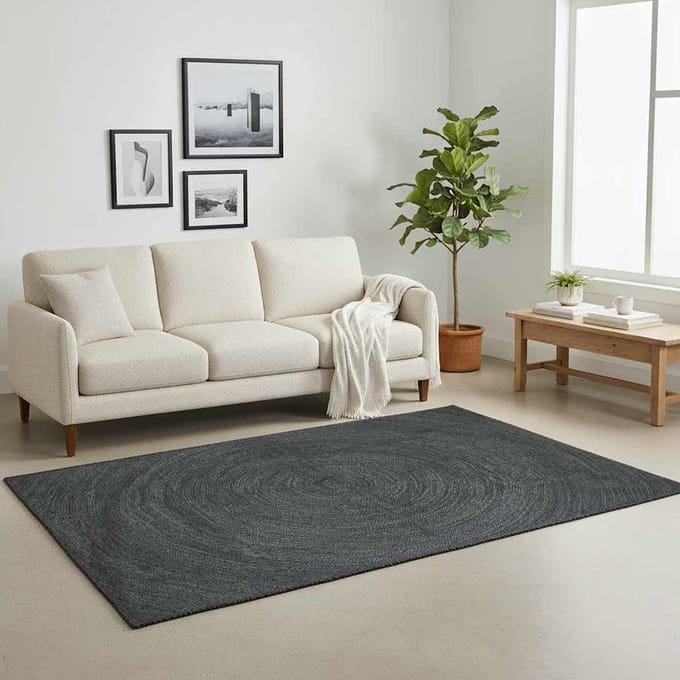 vidaXL - Vloerkleden - Donkergrijs - 200 - x - 290 - cm - Jute