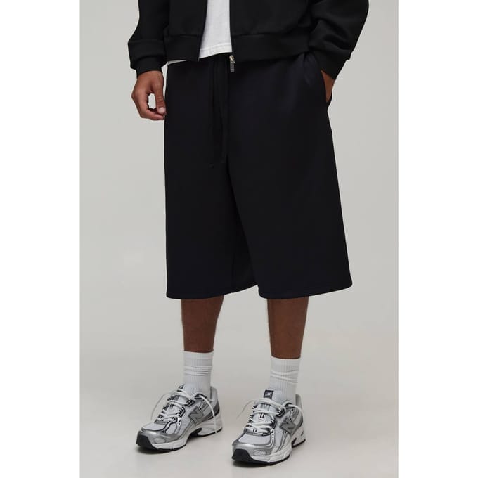 Scuba Bermuda Jort Met Plooien Vooraan | Black | Size Medium