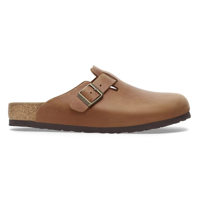 Houten klompen van natuurlijk geolied leer Birkenstock Boston