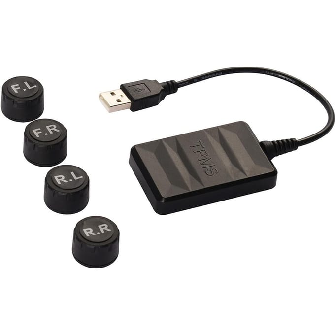 USB TPMS Bandenspanningsmeter voor Android Navigatie Bandenspanningsbewaking Alarm with four external sensors gray