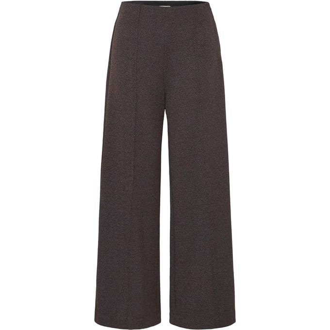 Zip Fastening Polyester Viscose Trousers Wo - Brown