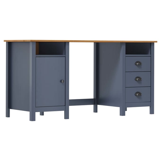 vidaXL - Bureau - Hill - 150x50x74 - cm - massief - grenenhout - grijs