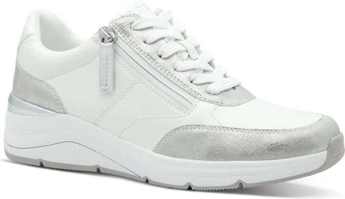 Jana Dames Sneaker - 23777-191 Wit/Zilver - Wijdte H - Maat 38