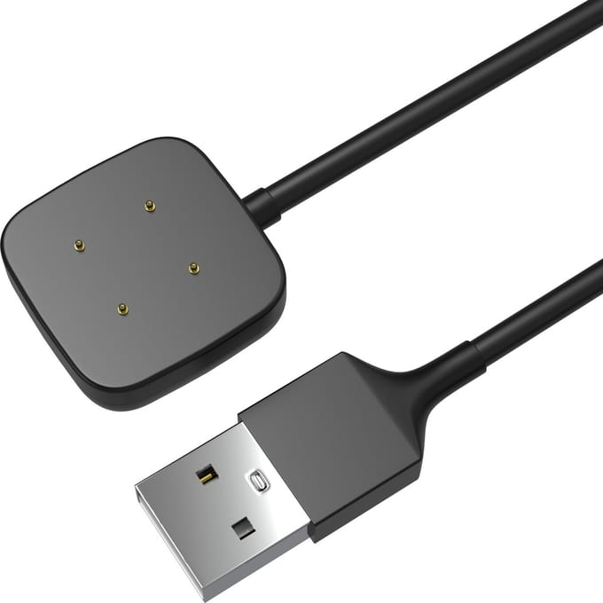 Compatibel met Fitbit Versa 3 / Versa 4 / Sense / Sense 2 connected horloge. 1 kabellengte Zwart lengte 1 m