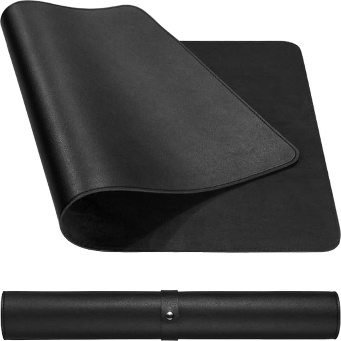 QUVIO Bureau onderlegger - Bureau organizer - Bureau accessoires - PU Leer - Kunstleer - 90 x 40 cm - Zwart