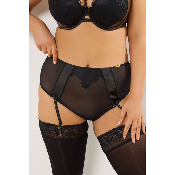 Yours Zwarte Afneembare Jarretelslip Size 54-56