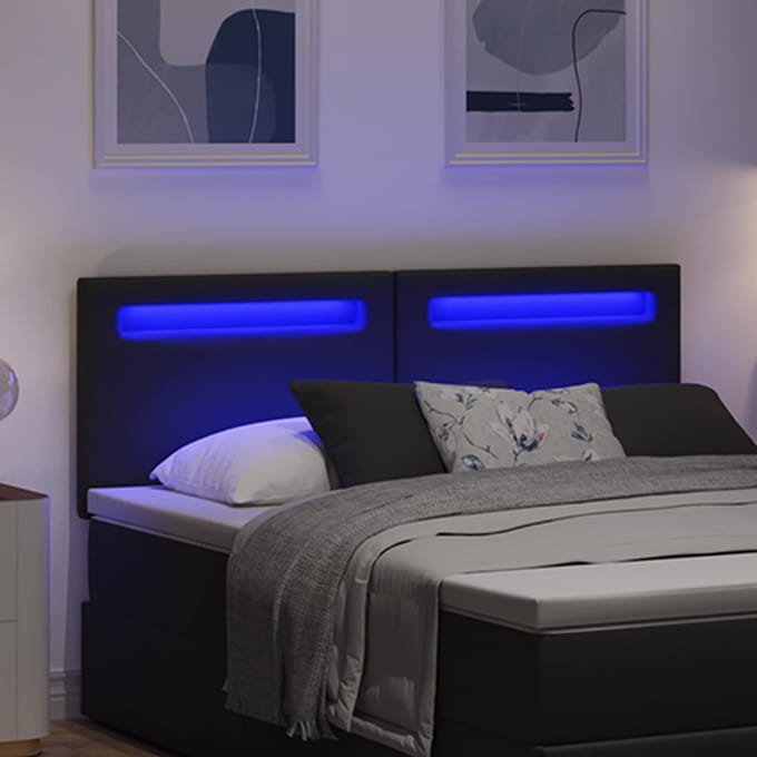 vidaXL - LED - Hoofdbord - Zwart - Kunstleer