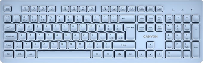 Canyon HKB-W01 - Draadloos Toetsenbord - UK/US Indeling - AAA - Blauw