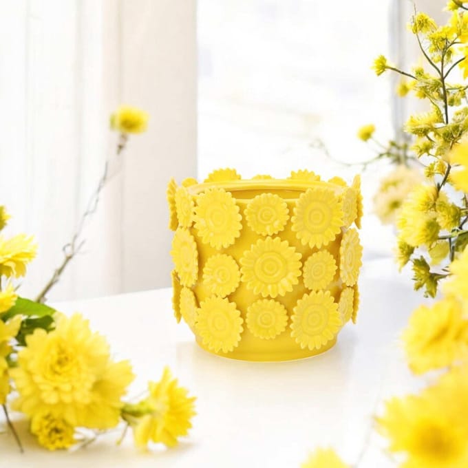 House of Nature Vaas Sunny Side Up geel 17cm