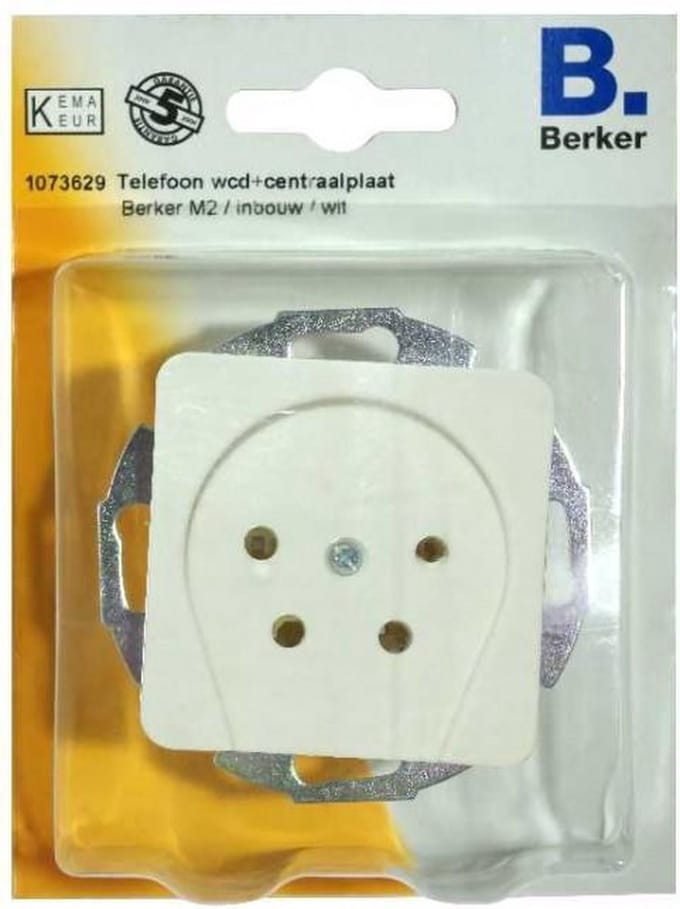 BERKER M2 telefoon wandcontactdoos + centraalplaat - Inbouw - WIT