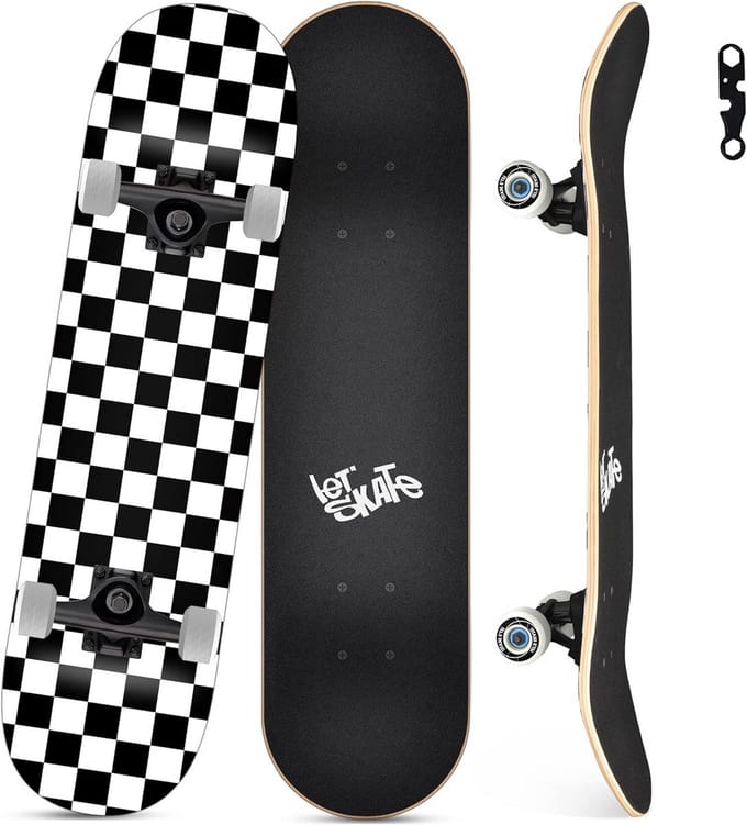 Compleet Skateboard voor Beginners en Gevorderden - 78.7cm Houten Trickfiets met Dubbele Kicktail