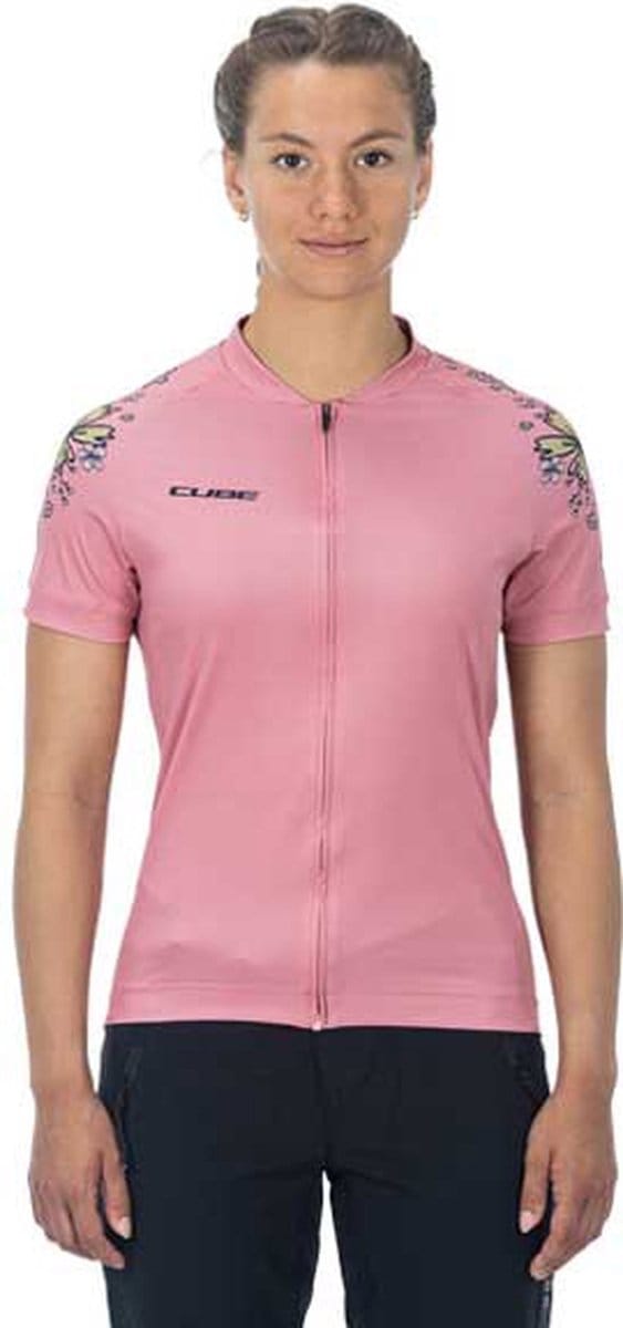 Cube Atx Cmpt Korte Mouw Wielertrui Roze L Vrouw