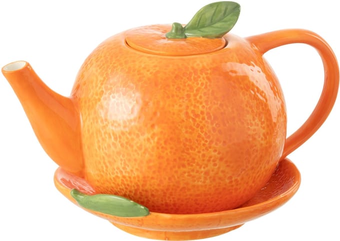 J-Line theepot Sinaasappel - keramiek - oranje