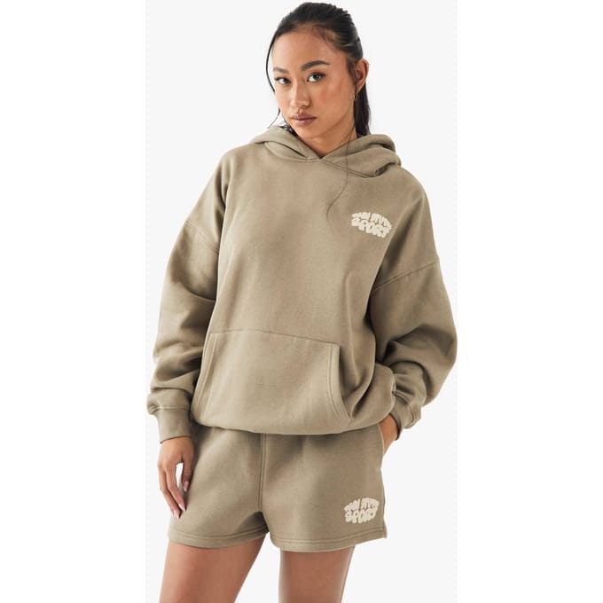 Dames Dsgn Studio Sport Bubble Print Sweat Short | Washed Khaki | Maat: Medium