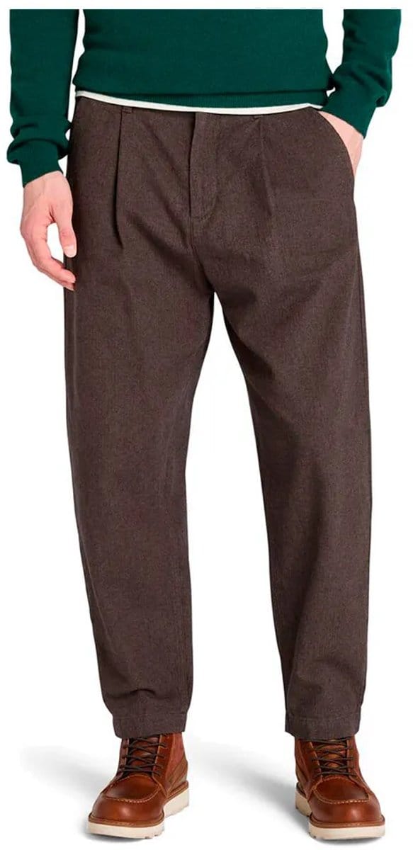 Timberland Claremont Herringbone Pleated Chino Broek Bruin 32 Man