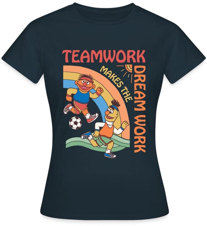 Sesamstraat Ernie En Bert Teamwork T-Shirt Dames