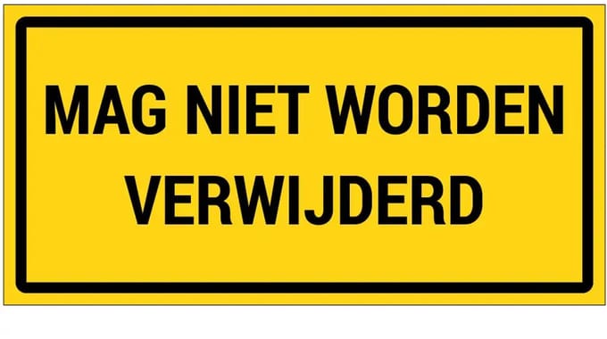 Mag niet worden verwijderd sticker | 10 x 5 cm