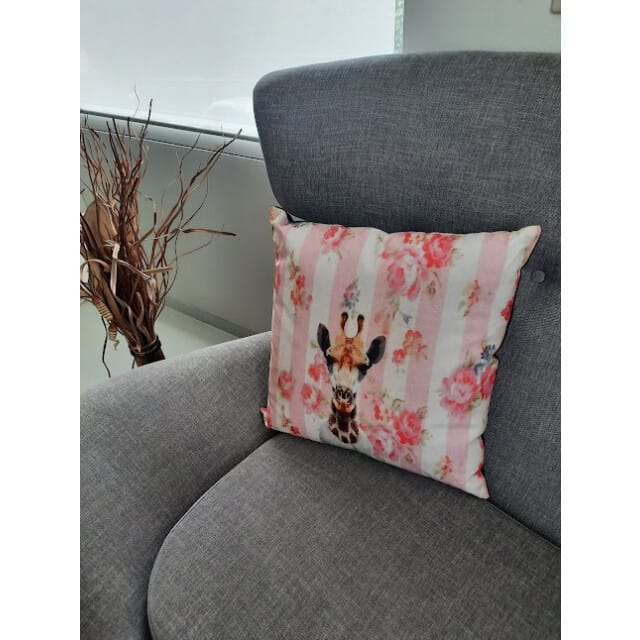 Furnilux Sierkussens - 45x45 cm - Set van 2 - Girafprint - Roze