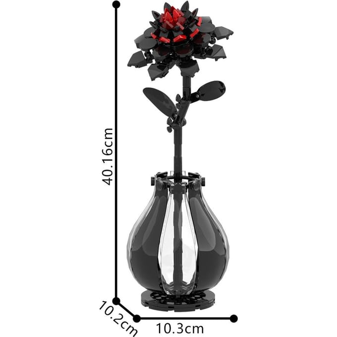 Gobricks MOC Fleur de Dahlia Briques Violet Rouge Plante Bouquet Romantique Blocs de Construction Jouets Cadeau black