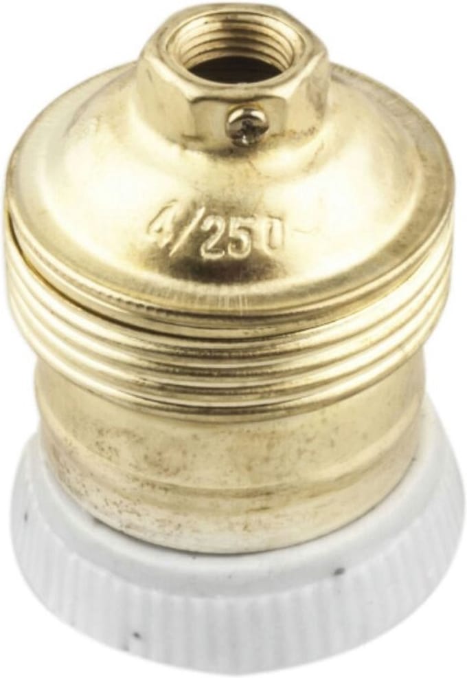 FITTING FITTIN E27 - MESSING / PORCELEIN - KLASSIEK MODEL - LAMPHOUDER VOOR HANGLAMPEN