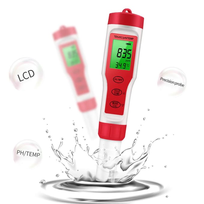 PEZ9908 Draagbare handbediende waterkwaliteitstester 4 in 1 PH Totaal opgeloste vaste stoffen EC-temperatuur veelkleurig
