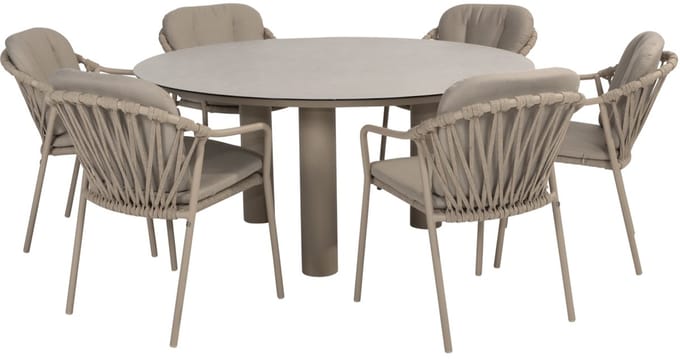 Manitoba Donato dining tuinset 160xH75 cm 7 delig keramiek latte Taste 4SO