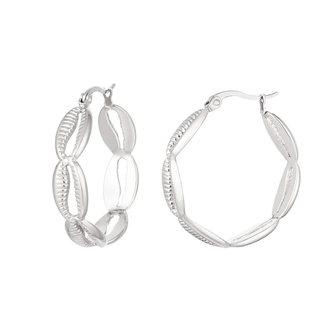 Oorringen Schelpen - Zilver - Yehwang - Hoops - Zomer - Dames