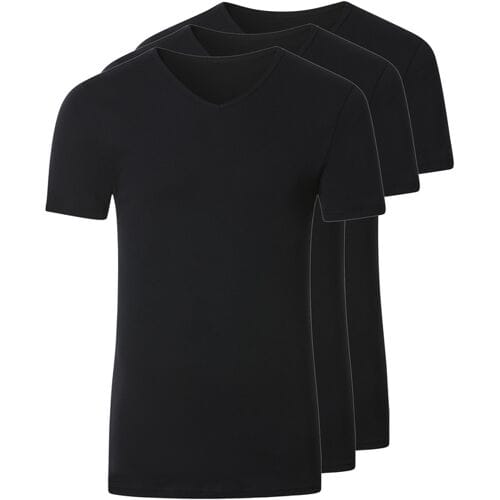 ESMARA MEN Set van 3 heren T-shirts (V-hals, Zwart, S)