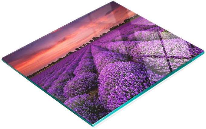 Multifunctionele decoratieve glazen keukenplank Lavendelveld 60x52 cm