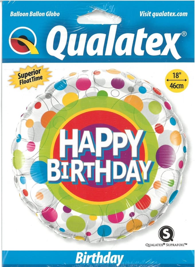 Qualatex - Folieballon Happy Birthday Dots 45 cm