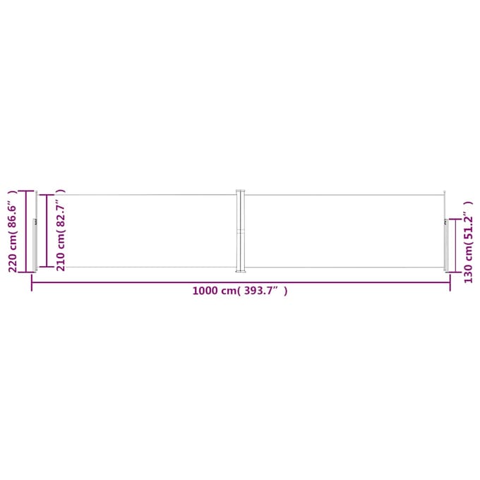 vidaXL - Windscherm - uittrekbaar - 220x1000 - cm - crèmekleurig